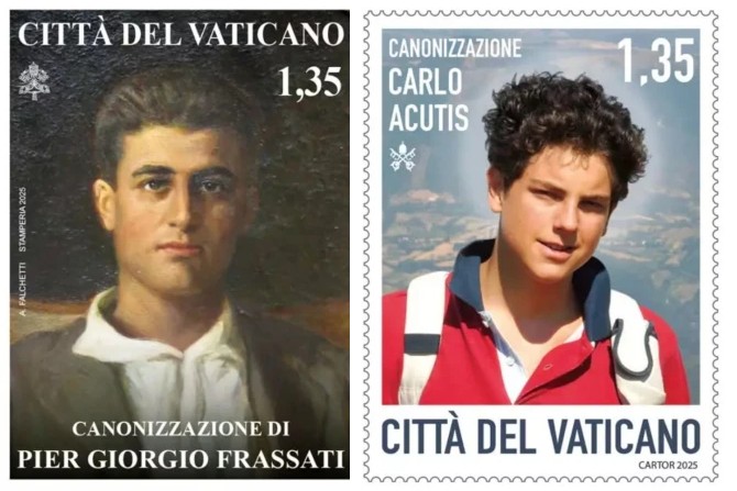 Vatican Issues Stamps Honoring Carlo Acutis and Pier Giorgio Frassati’s Canonizations
